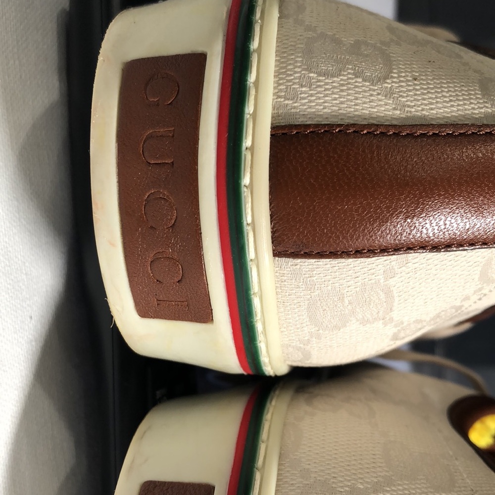 Gucci lace up chuck style 2 tone  signature GG fabric&leather